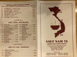 Vietnam 75 Noodle menu