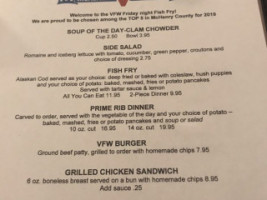 Mchenry Vfw Post 4600 menu