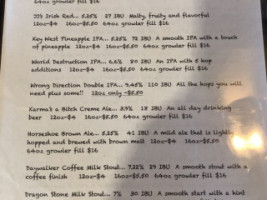 Broken Chair Brewery menu