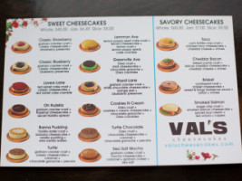 Val's Cheesecakes, The Shop menu