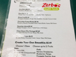 Zerbo's Market menu