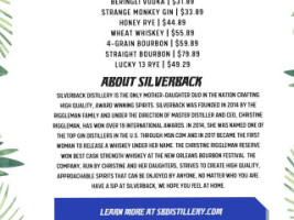 Silverback Distillery menu