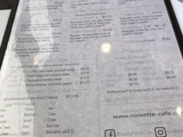 Noisette French Cafe menu