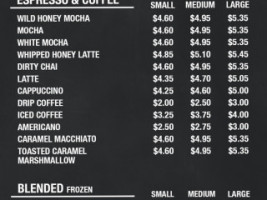 Wild Honey Coffee West Gate menu