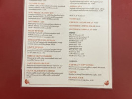 The Southern Belle Café menu