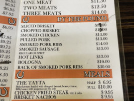 Cowboys B B Q menu