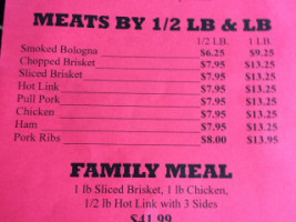 Shorty's Texas -b-q menu