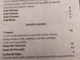 Palapas Seafood menu