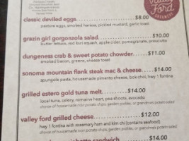 Valley Ford Cheese And Creamery menu