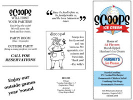 Scoops Ice Cream menu