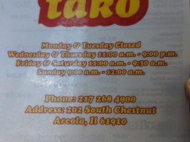 El Taco Tako Mexican Food menu