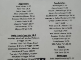 Grand Slam Grill menu