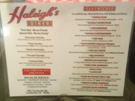 Haleigh's Diner menu