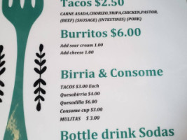 Tacos El Guerito Hibachi Grill menu