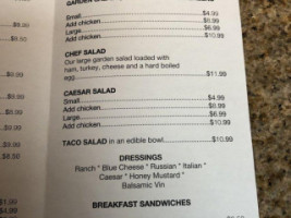 Dozer's menu