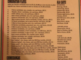 Tony's Cafe menu