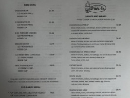 Bancroft Drive In menu