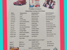 Freddy's Diner menu