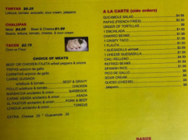 Taqueria Jesus Maria menu