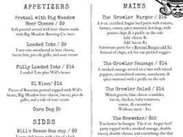 Growlers Eatery menu