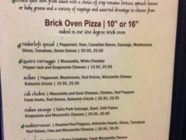 Timberloft Pizzeria menu