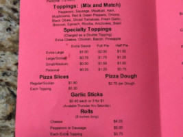 Rome Pizza menu