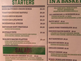 Walsh's Tavern menu