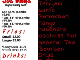 Jus Wings menu