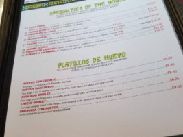 Gloria's Mexican menu