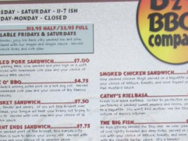 B'z Bbq Co menu