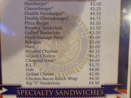 American Legion menu