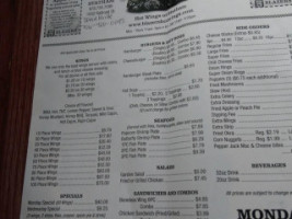 Blazer's Hot Wings menu