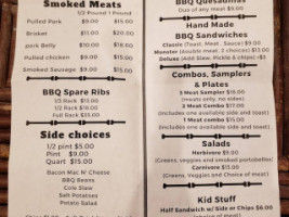 Dented Face Bbq menu