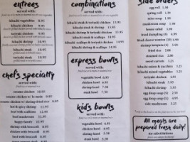 Mei's Japanese Express menu