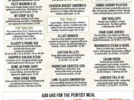 Elliott's Roadside Grill menu