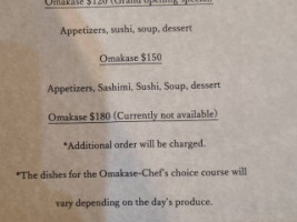 Sushi Aoki menu