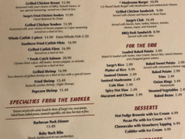 Sarge's Shack menu