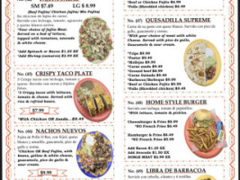 Nuevo Jalisco menu