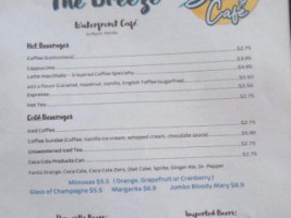 The Breeze Waterfront Cafe menu