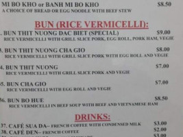 Cafe Pho Hoang menu