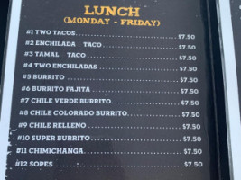 Los Potrillos Mexican menu