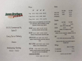 Jones Brothers Pizza menu