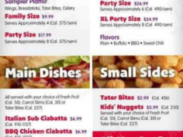 Chuck E. Cheese menu