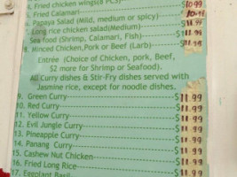 Thai Zapp menu