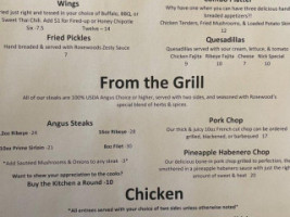 Rosewood And Grill Llc menu