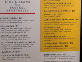 Miguel´s Authentic Mexican Food Downtown menu