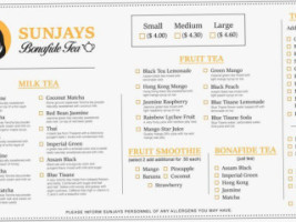 Sunjays menu