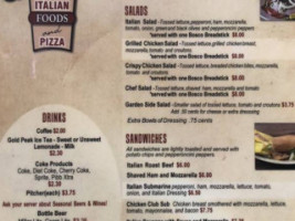 Joe's Italian Foods Pizza menu