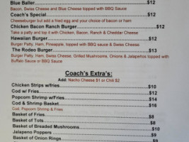 Coach's Family Sports menu