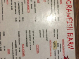 Crawfish Barn menu